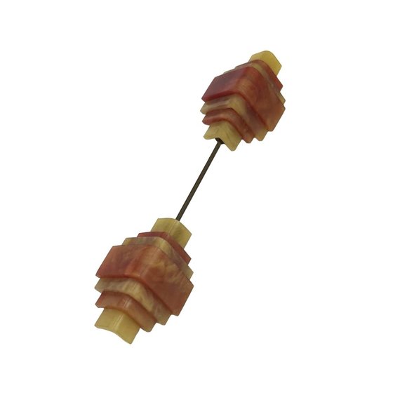 Early Vintage Art Deco Jabot Pin Celluloid Plastic Stick Pin Geometric Design - Picture 1 of 8